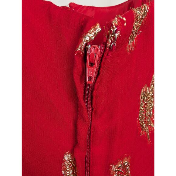 Vintage Victor Costa Strapless Dress Red/Gold 8 - Picture 6 of 12